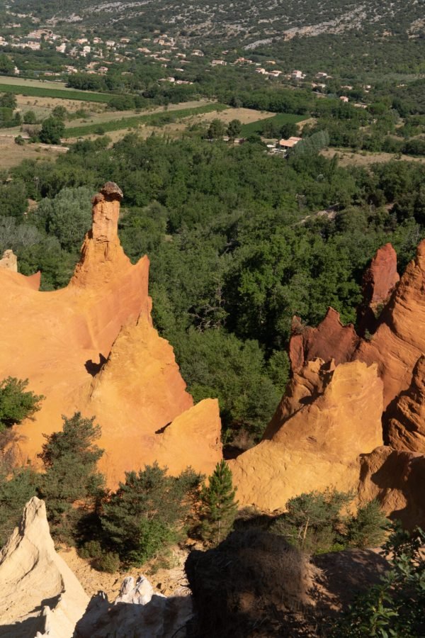 Roussillon ochre rock in french colorado hill Luberon Provence in France